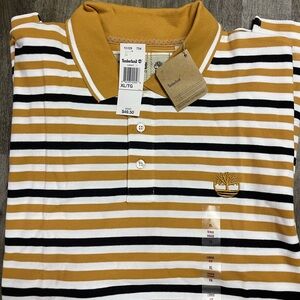 Timberland Striped Polo Shirt - Mustard and Black